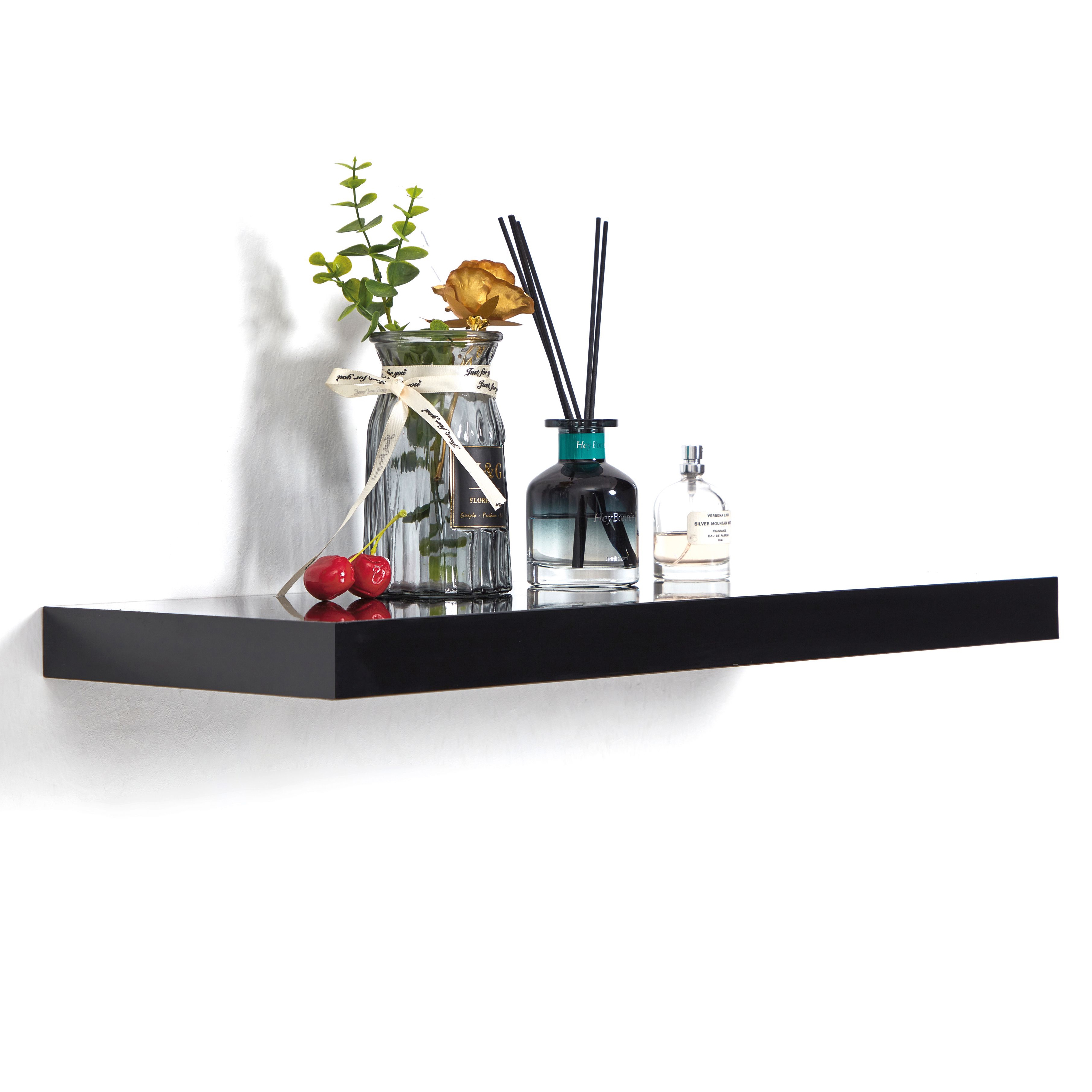 Wickes Gloss Black Floating Shelf - 38 x 235 x 900mm