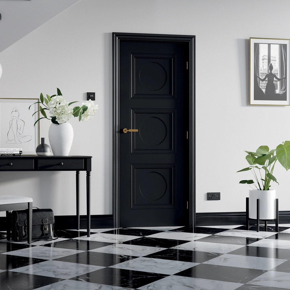 LPD Internal Antwerp 3 Panel Primed Black Solid Core Door - 762 x 1981mm