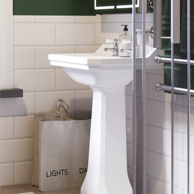Oxford Traditional 2 Tap Hole Ceramic Bathroom Basin with Full Pedestal