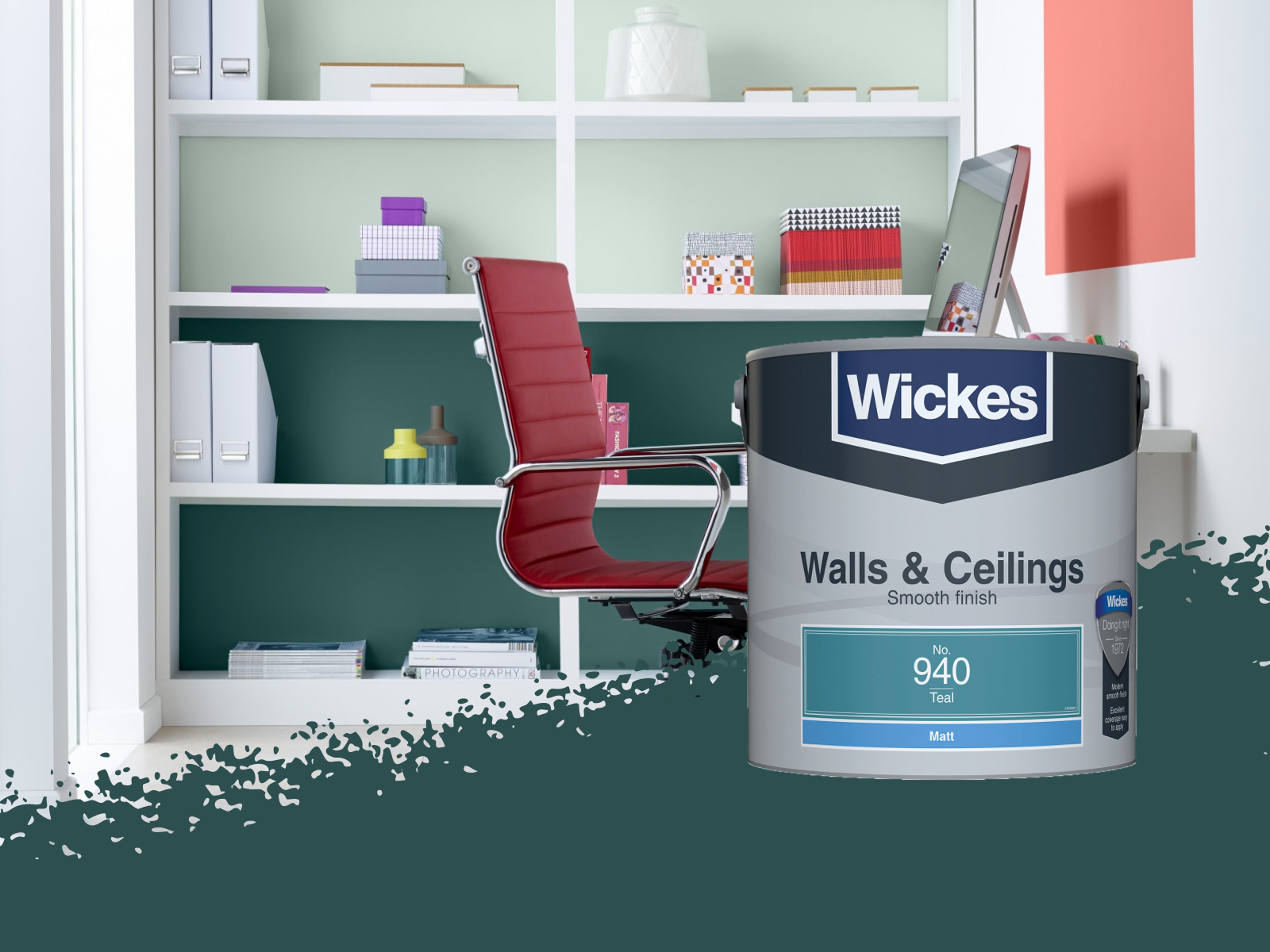 Wickes Teal - No.940 Vinyl Matt Emulsion Paint