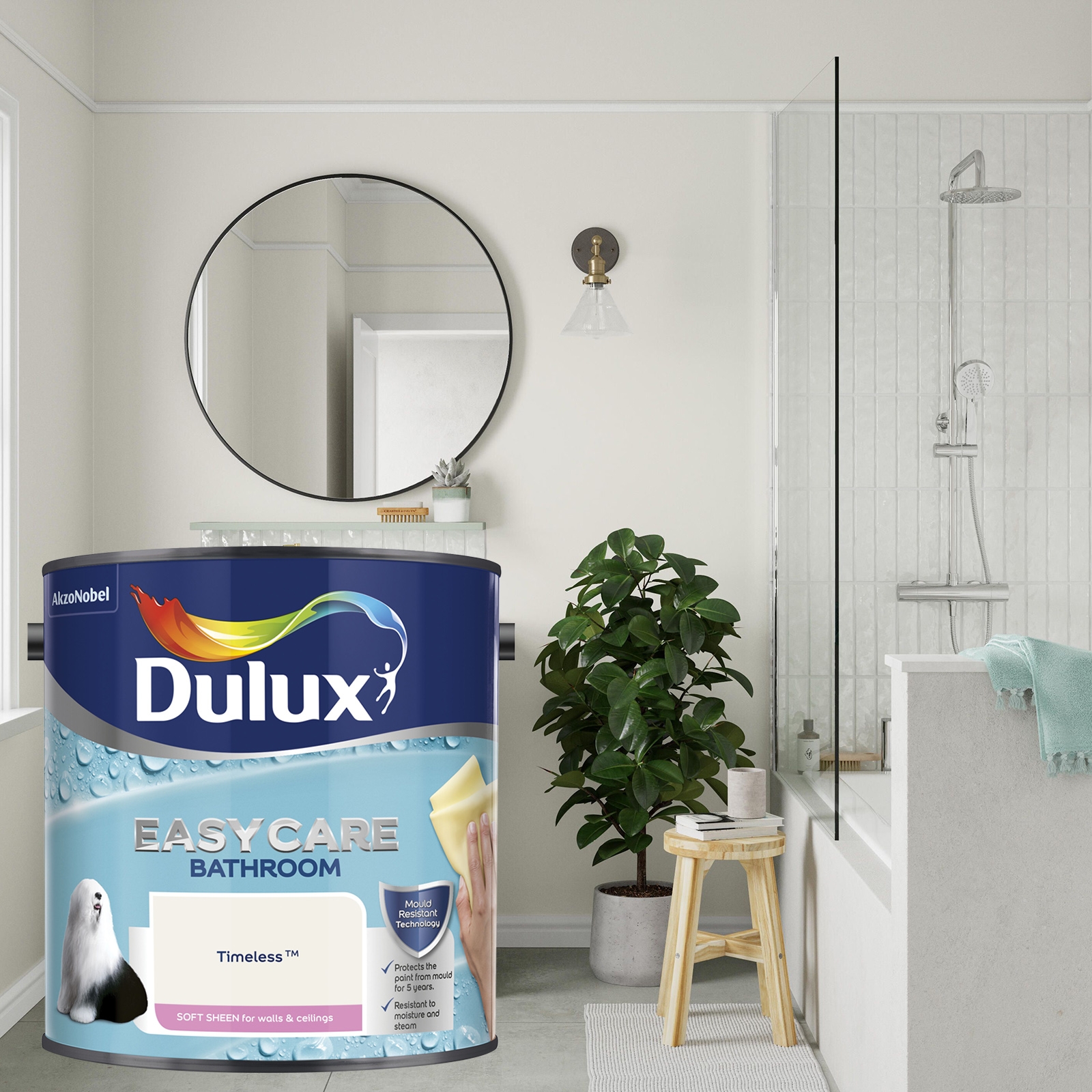 Dulux Easycare Bathroom Soft Sheen Emulsion Paint - Timeless - 2.5L