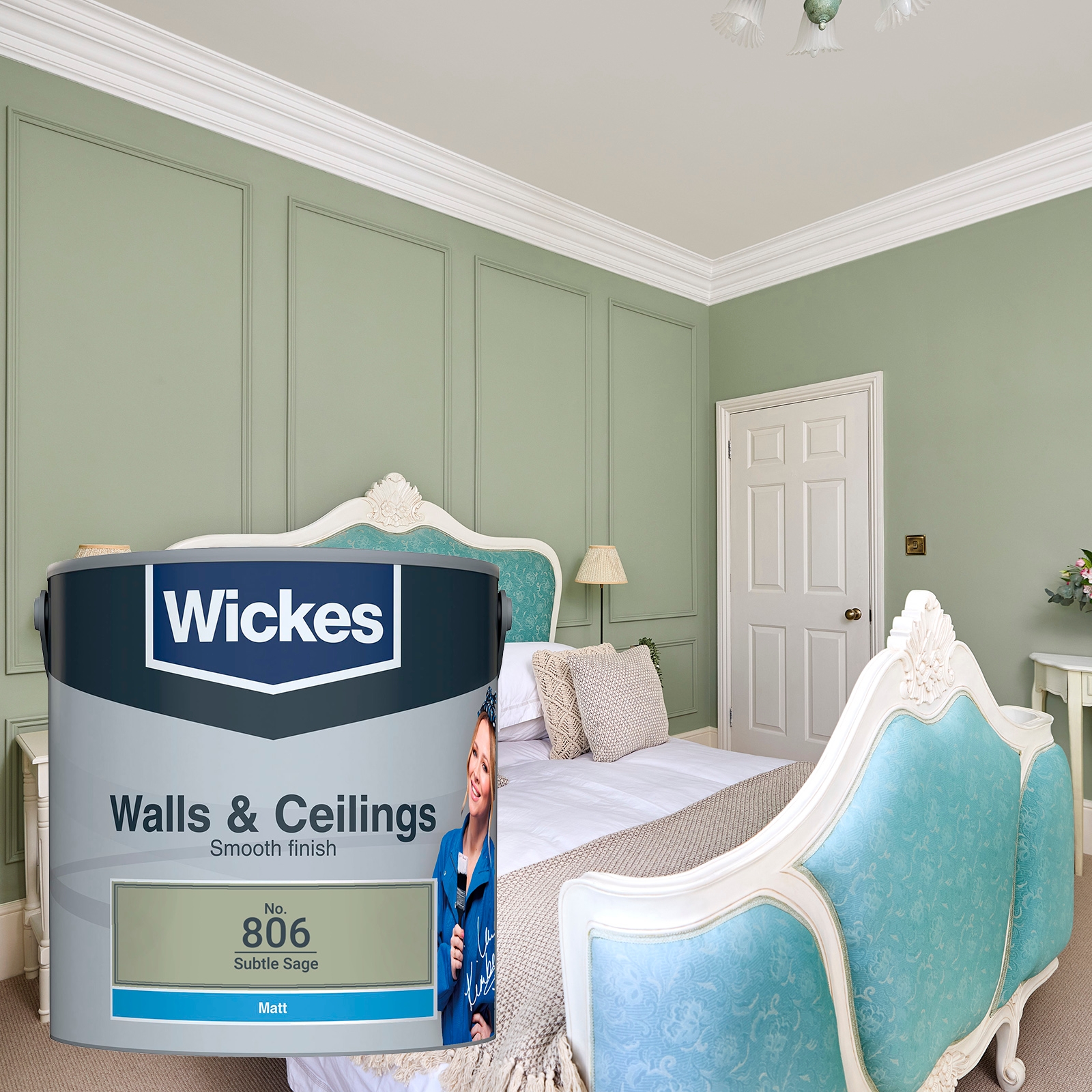 Wickes Matt Emulsion Paint By Kimberley Walsh - Subtle Sage No.806 - 2.5L