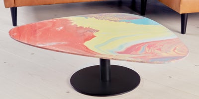 Poured paint coffee table