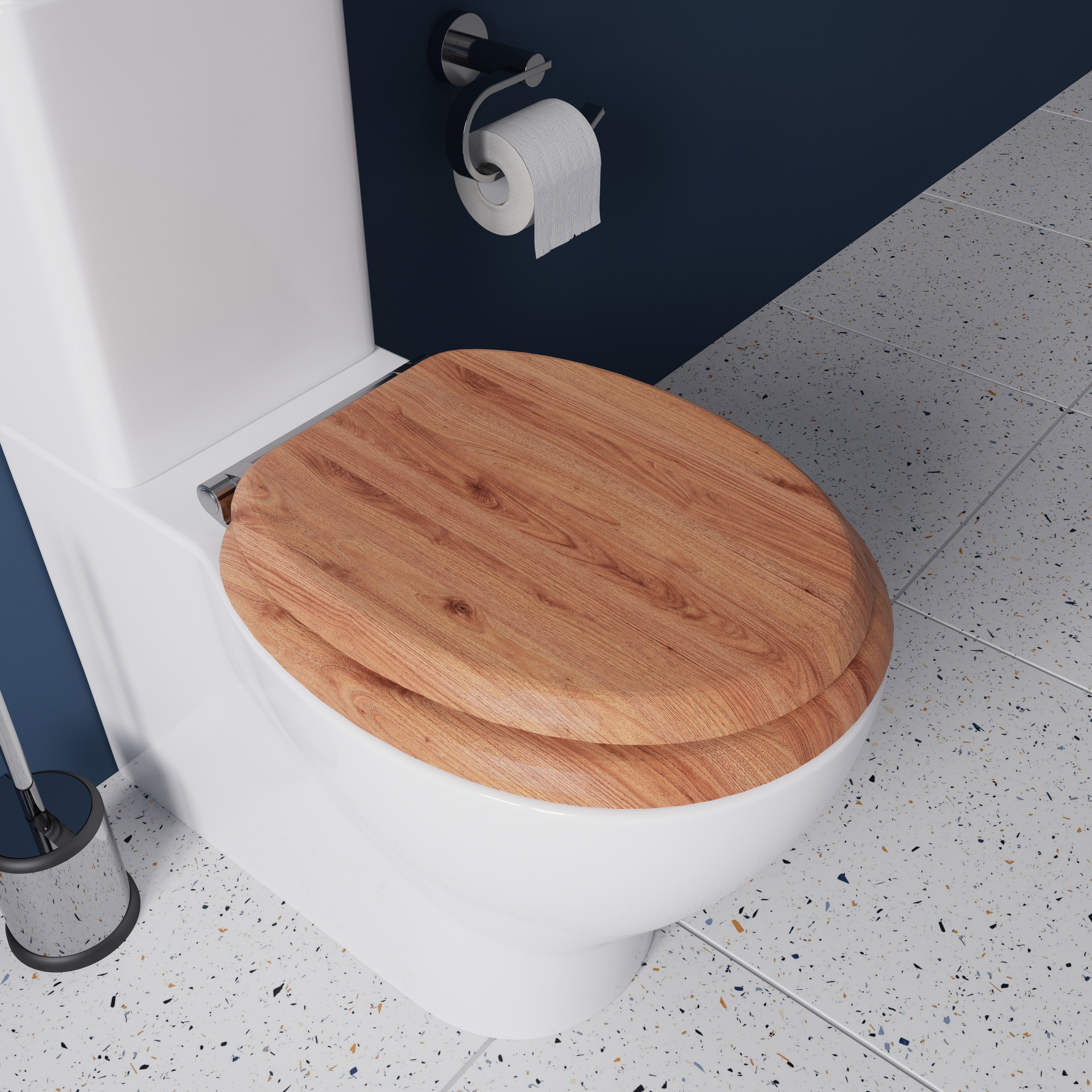 Croydex Rutland Flexi-Fix™ Wooden Soft Close Toilet Seat - Oak