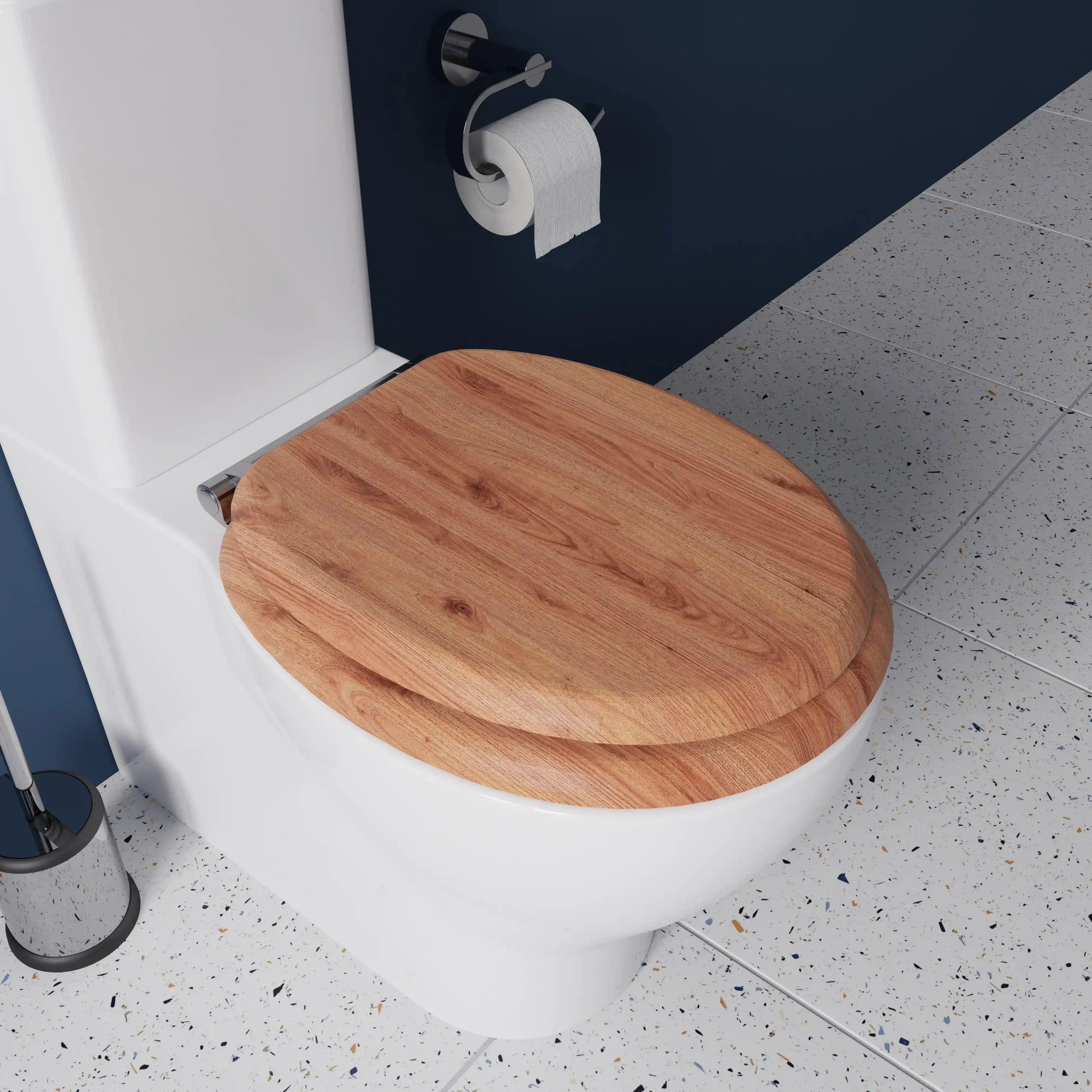 Croydex Rutland Flexi-Fix™ Wooden Soft Close Quick Release Toilet Seat - Oak