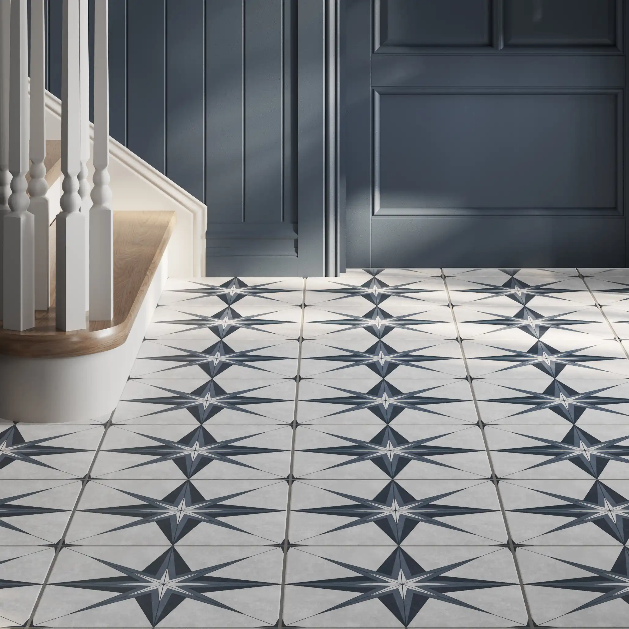 Wickes Greco Star Blue Matt Porcelain Wall & Floor Tile - 330 x 330mm