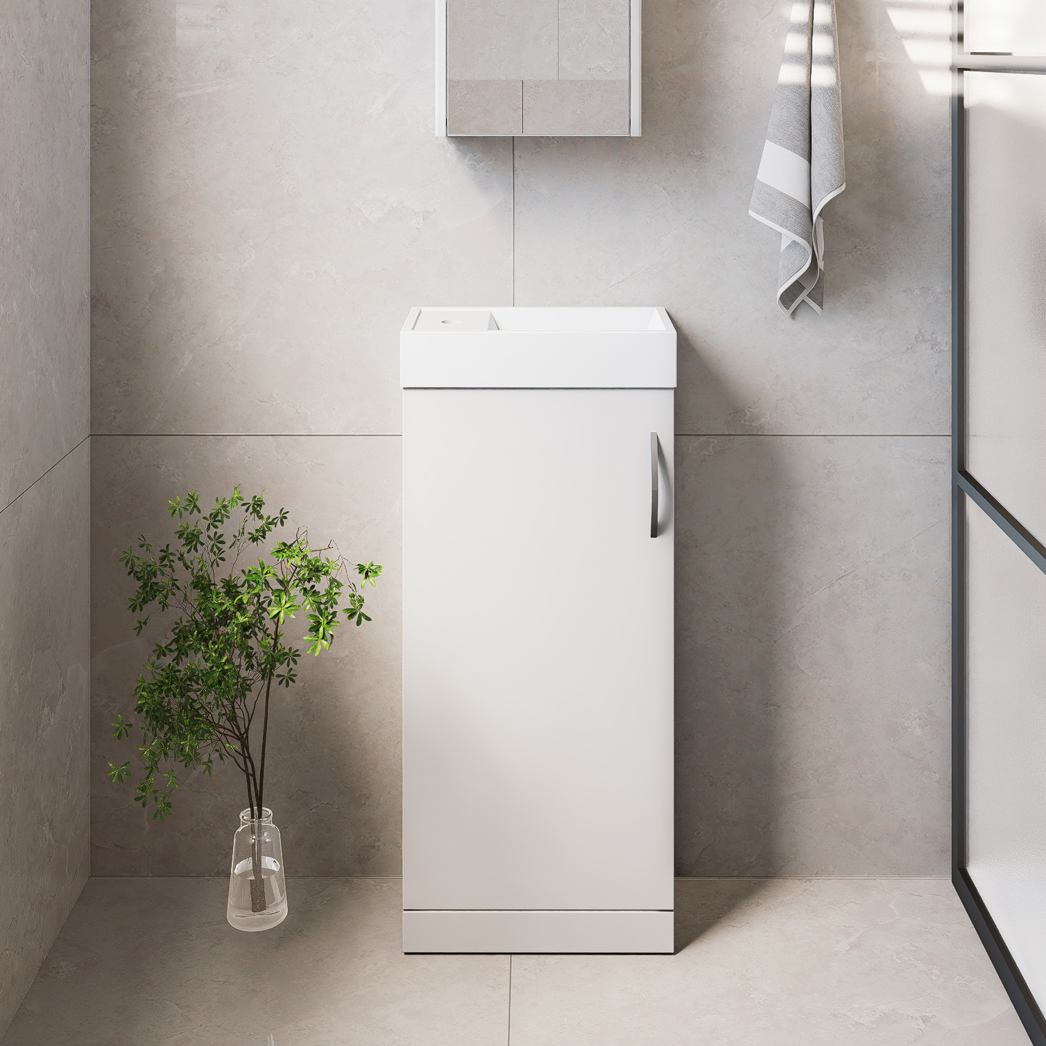 Wickes White Gloss Vanity Unit & Basin - 905 x 405mm