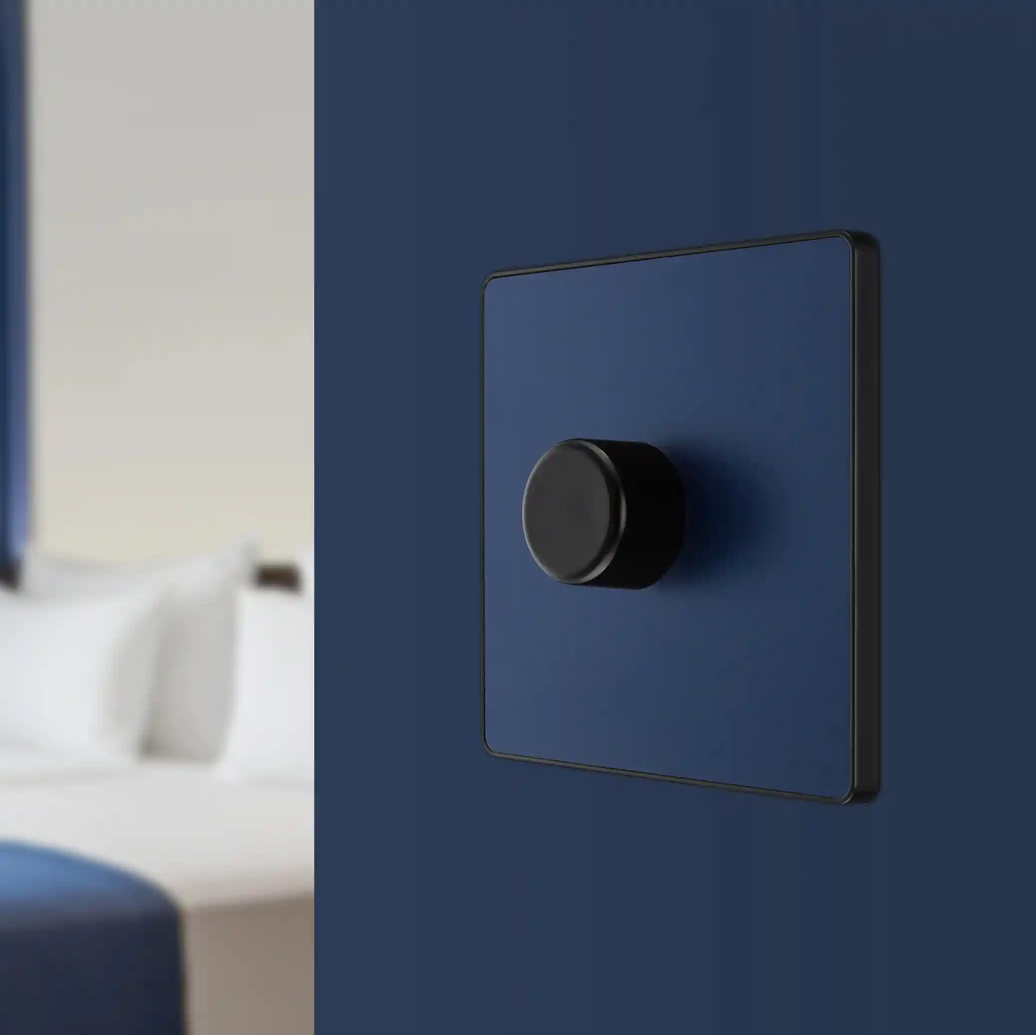 BG Evolve 2 Way Trailing Edge Led Push On / Off 200W Single Dimmer Switch - Matt Blue