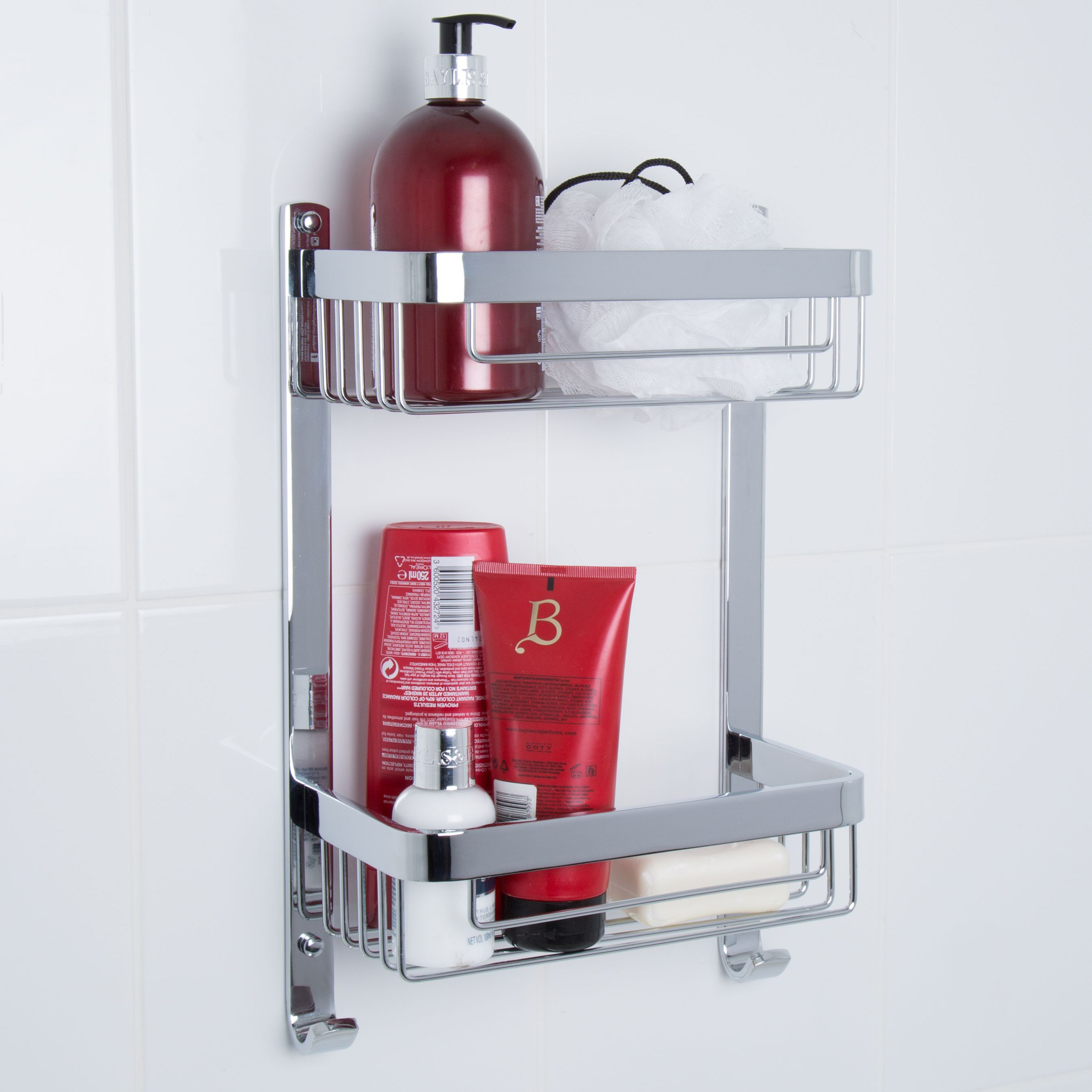Croydex Large 2 Tier Bathroom Storage Basket - Chrome