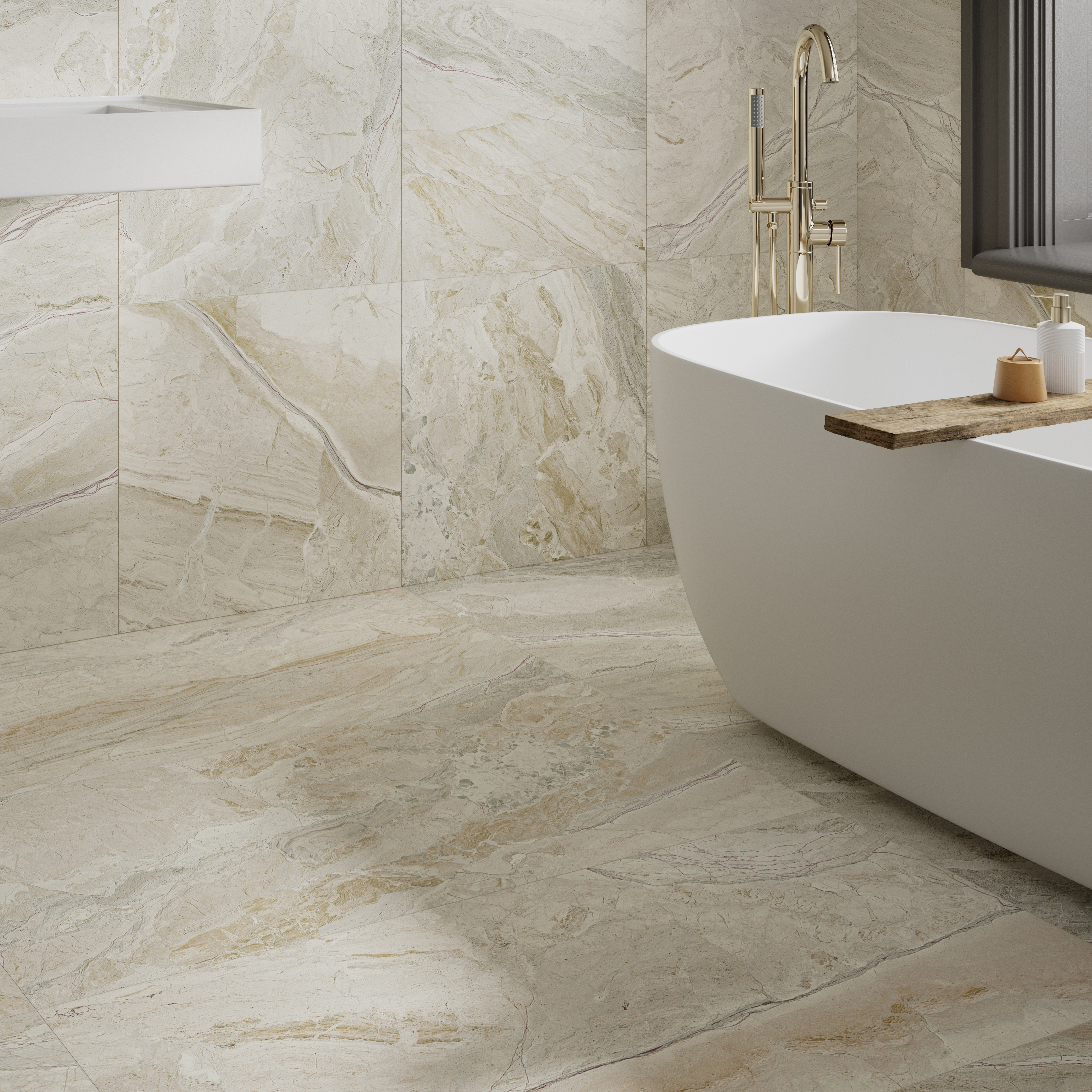 Wickes Boutique Harmony Natural Matt Porcelain Wall & Floor Tile - 1200 x 600mm