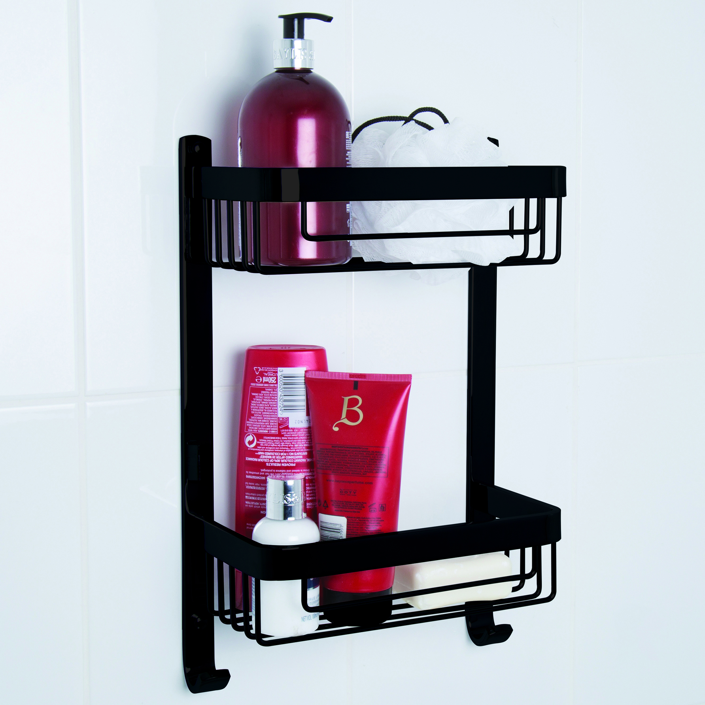 Croydex Large 2 Tier Bathroom Storage Basket - Black