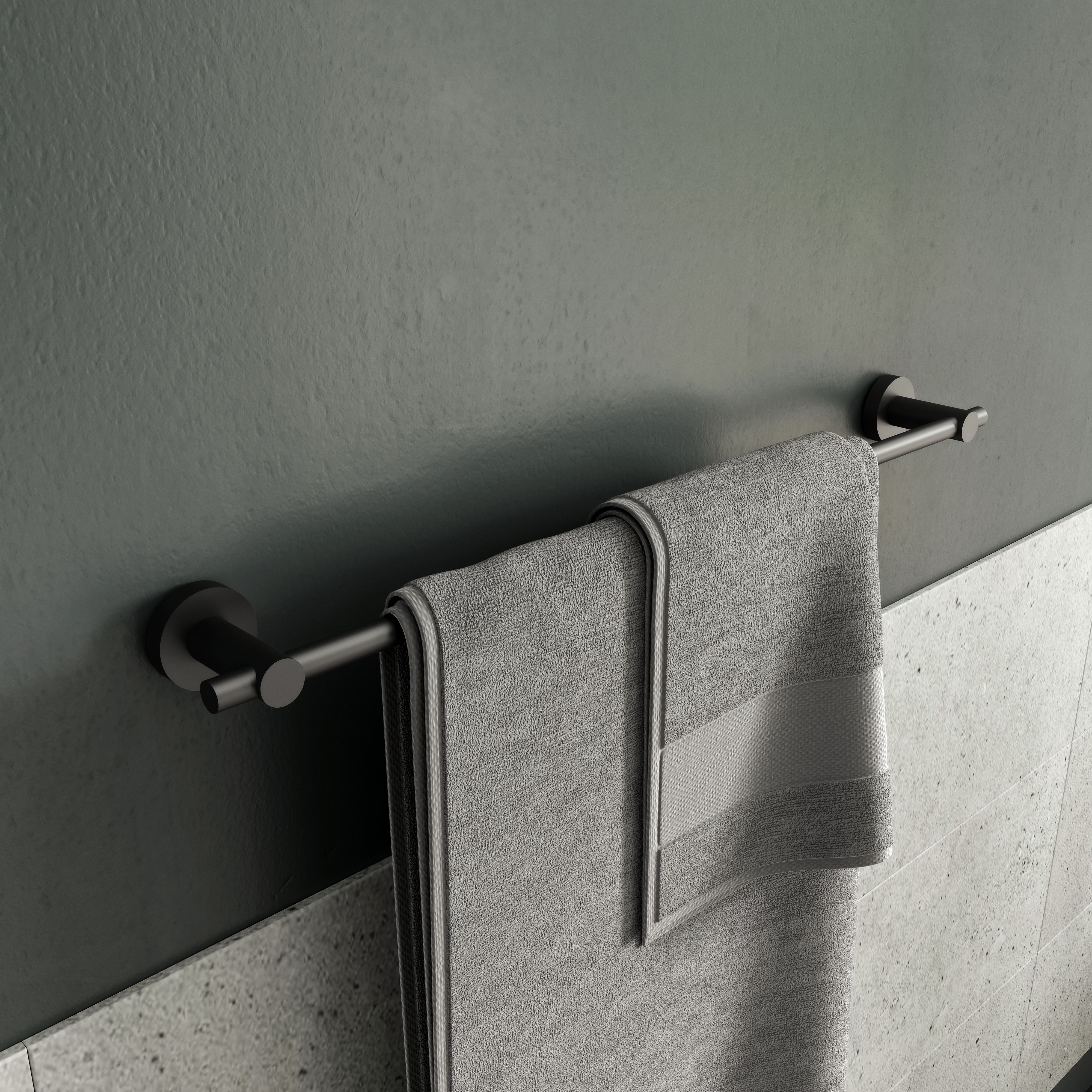 Croydex Flexi-Fix™ Epsom Bathroom Towel Rail - Matt Black