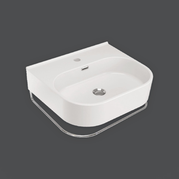 Wickes Siena 1 Tap Hole Wall Hung Basin with Polished Steel Towel Rail