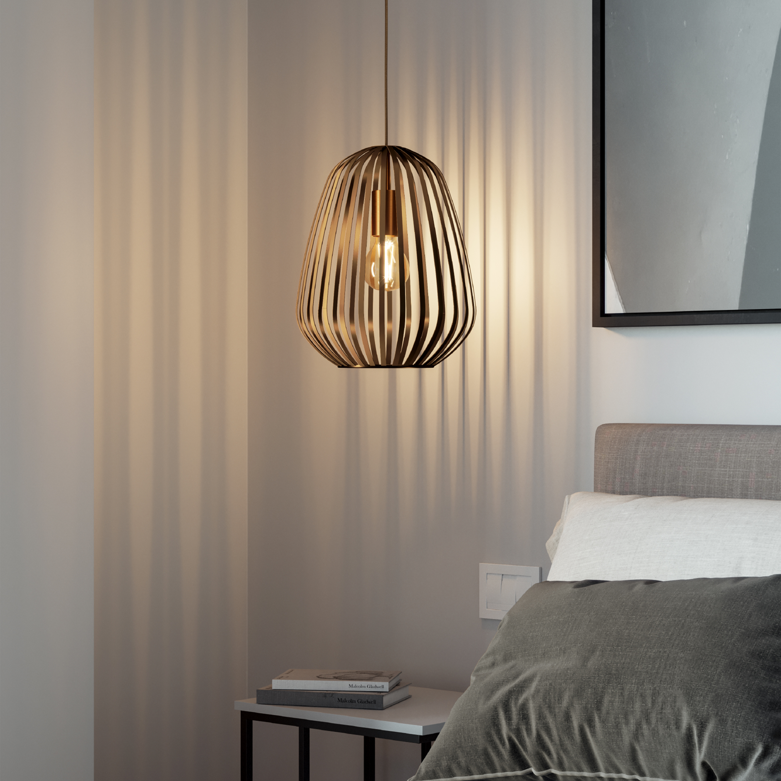 Eglo Espinal Caged Contemporary Pendant Light - Bronze