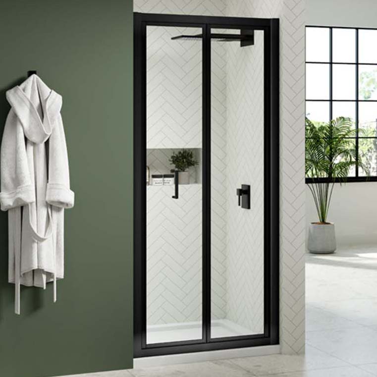 Nexa By Merlyn 6mm Framed Black Bi-Fold Shower Door Only - 1000mm