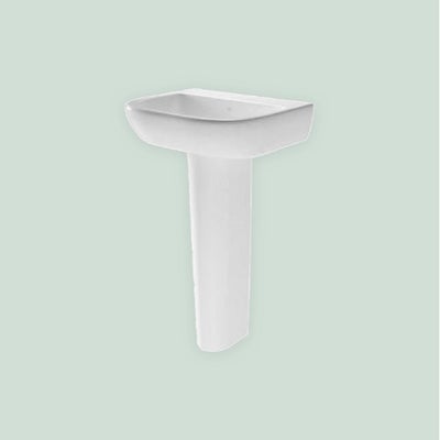 Wickes Meridian Ceramic 1 Tap Hole Cloakroom Basin with Full Bathroom Pedestal
