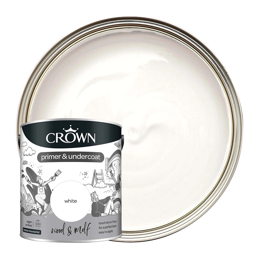 Crown Wood & MDF Primer & Undercoat - White - 2.5L