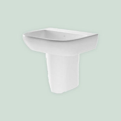 Wickes Meridian Ceramic 1 Tap Hole Cloakroom Basin with Semi Bathroom Pedestal