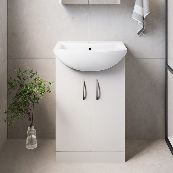 Wickes White Gloss Vanity Unit & Basin - 880 x 555mm