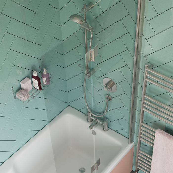 Nexa By Merlyn 8mm 2 Panel Square Hinged Right Hand Bath Screen