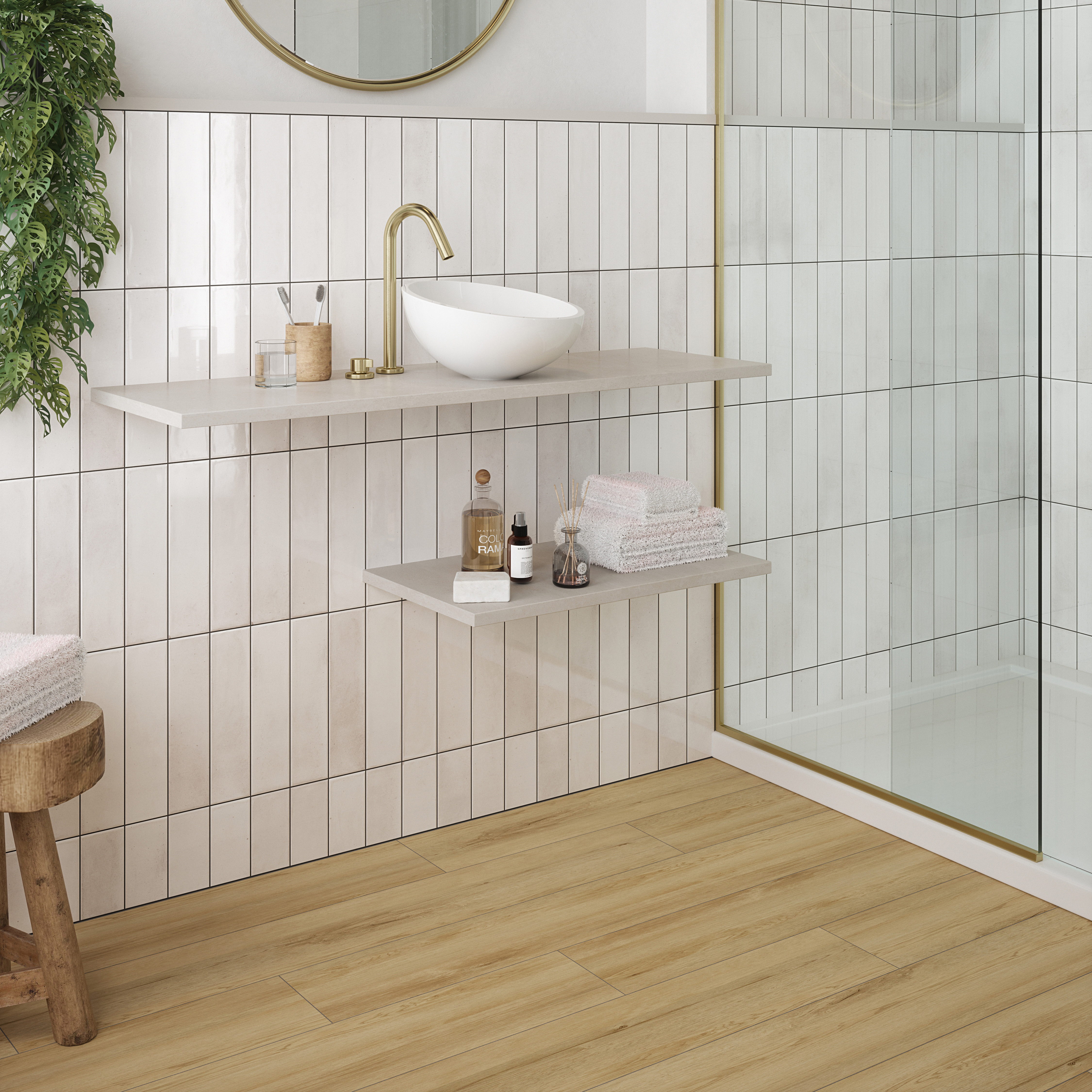 Wickes Arabella Chalk White Gloss Ceramic Wall Tile - 300 x 75mm