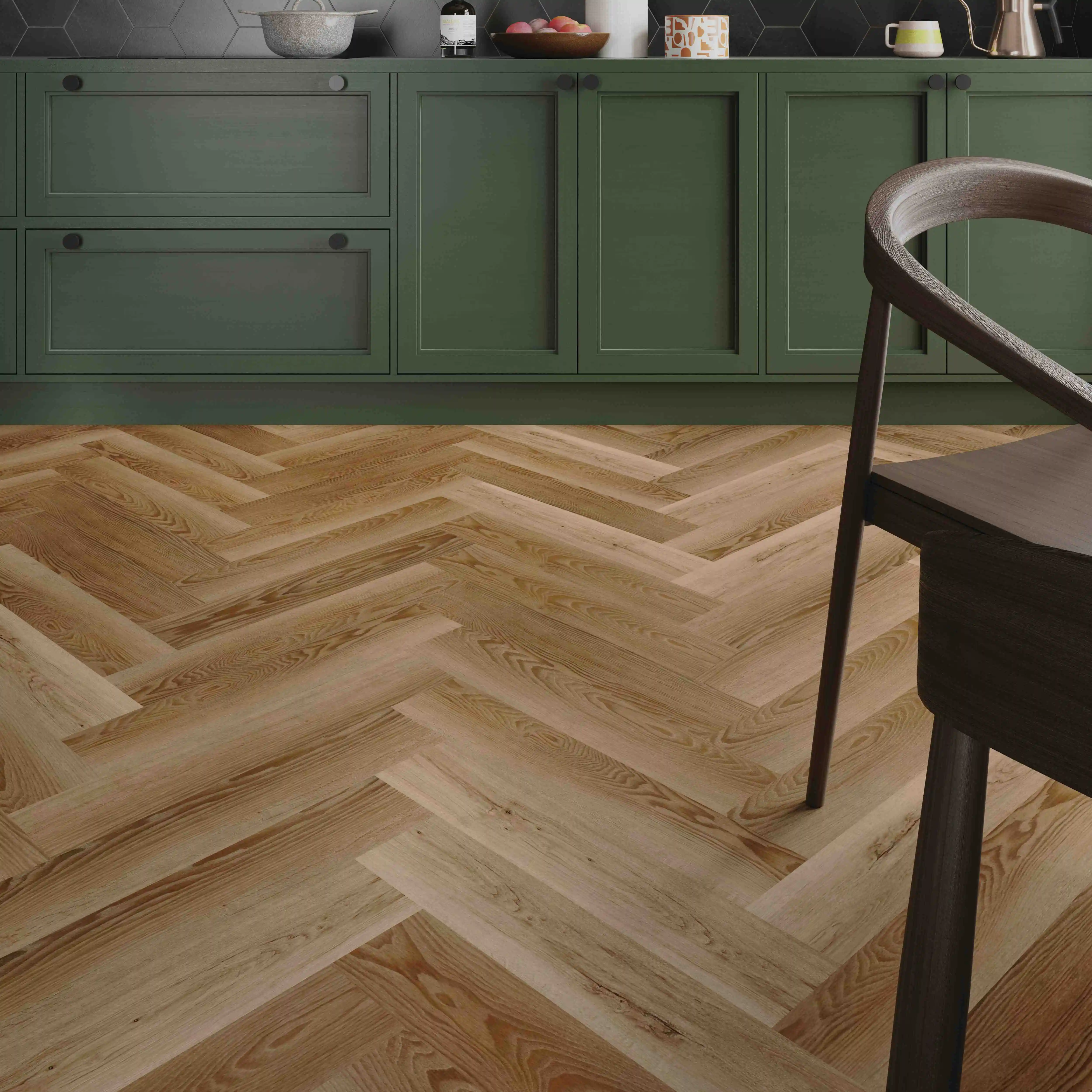 Warwick Golden Oak Herringbone SPC Flooring with Integrated Underlay - 2.22m2