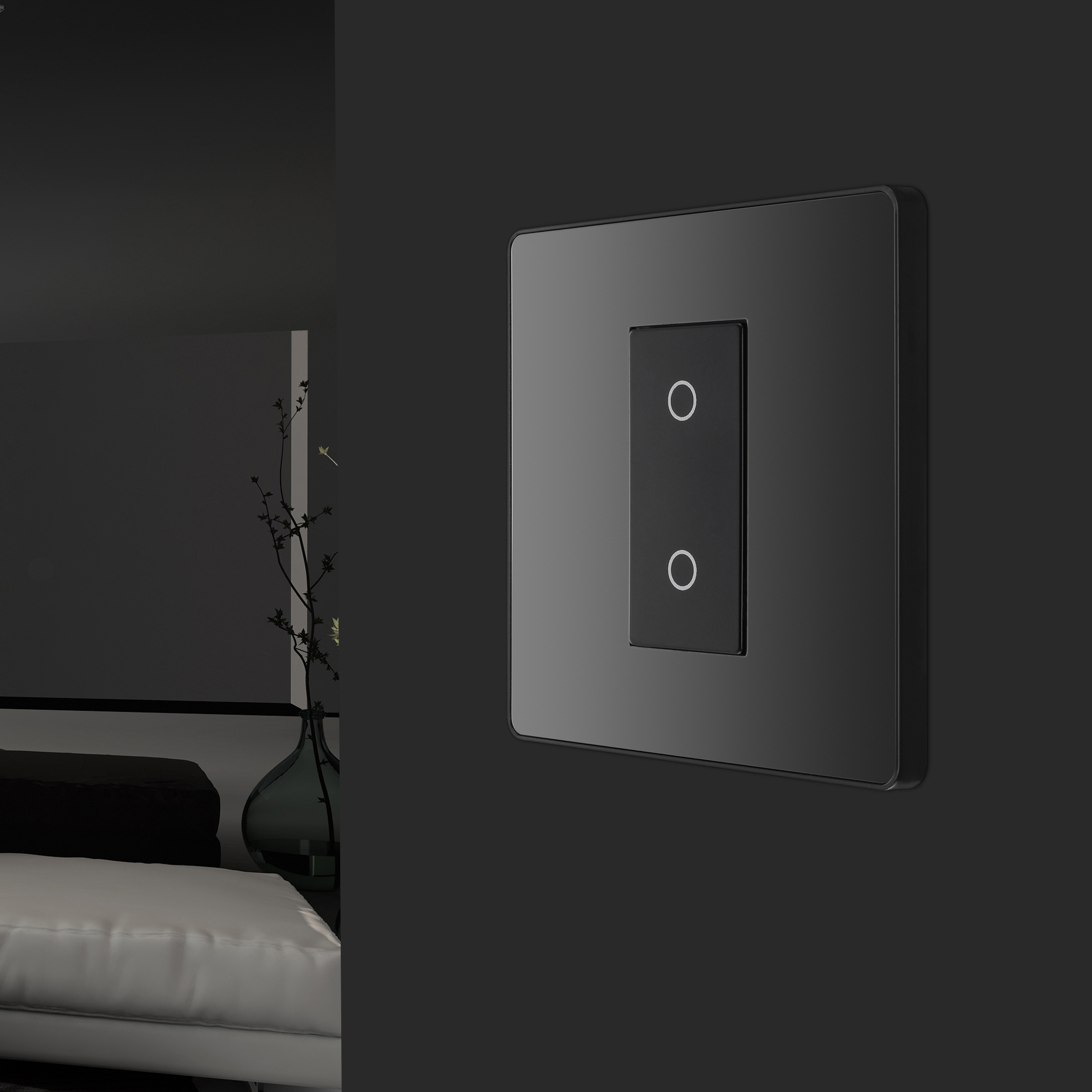 BG Evolve 2 Way Single Touch 200W Dimmer Switch - Black Chrome