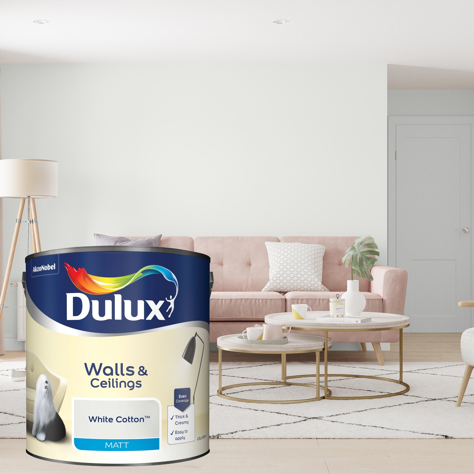 Dulux Matt Emulsion Paint - White Cotton - 2.5L