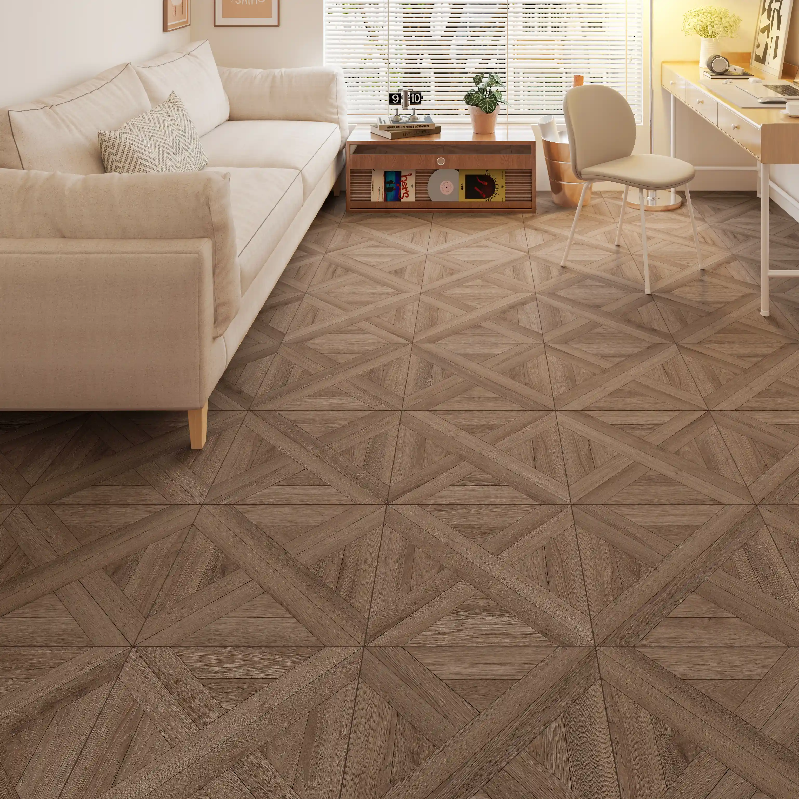 Novocore Brown Oak Parquet SPC Luxury Vinyl Flooring Flooring - 1.8m2