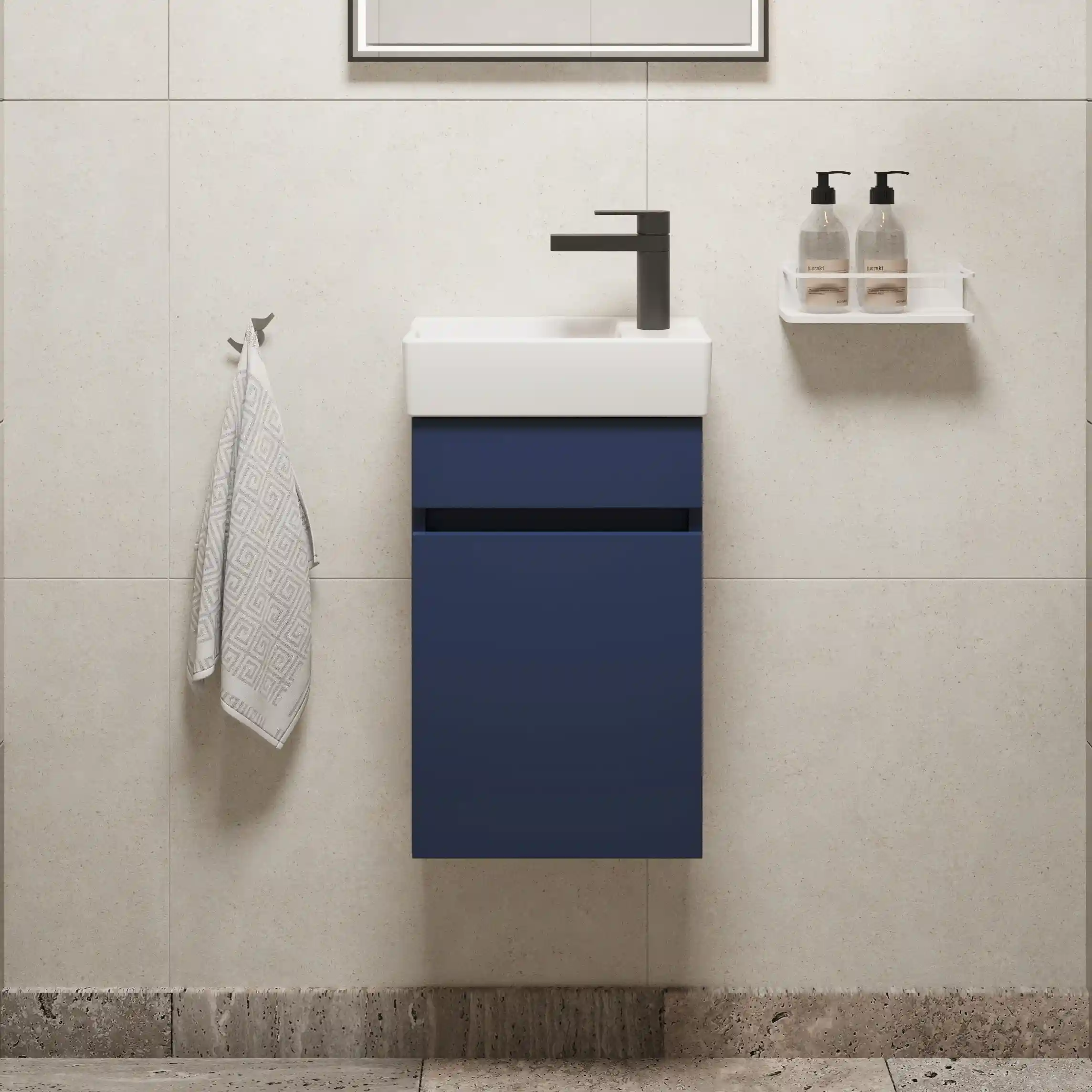 Concept Matt Blue Compact S1 Vanity Unit & RH Basin - 360mm