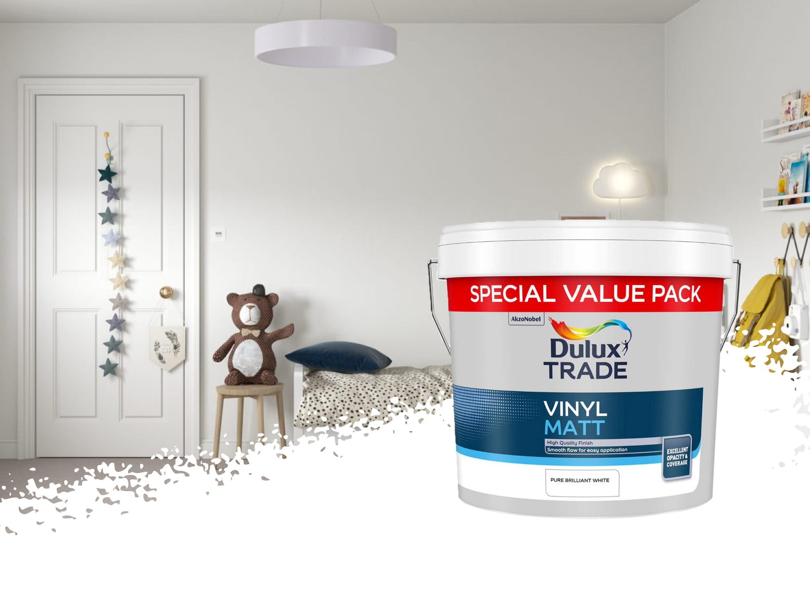 Dulux Trade Vinyl Matt Emulsion Paint - Pure Brilliant White - 7.5L
