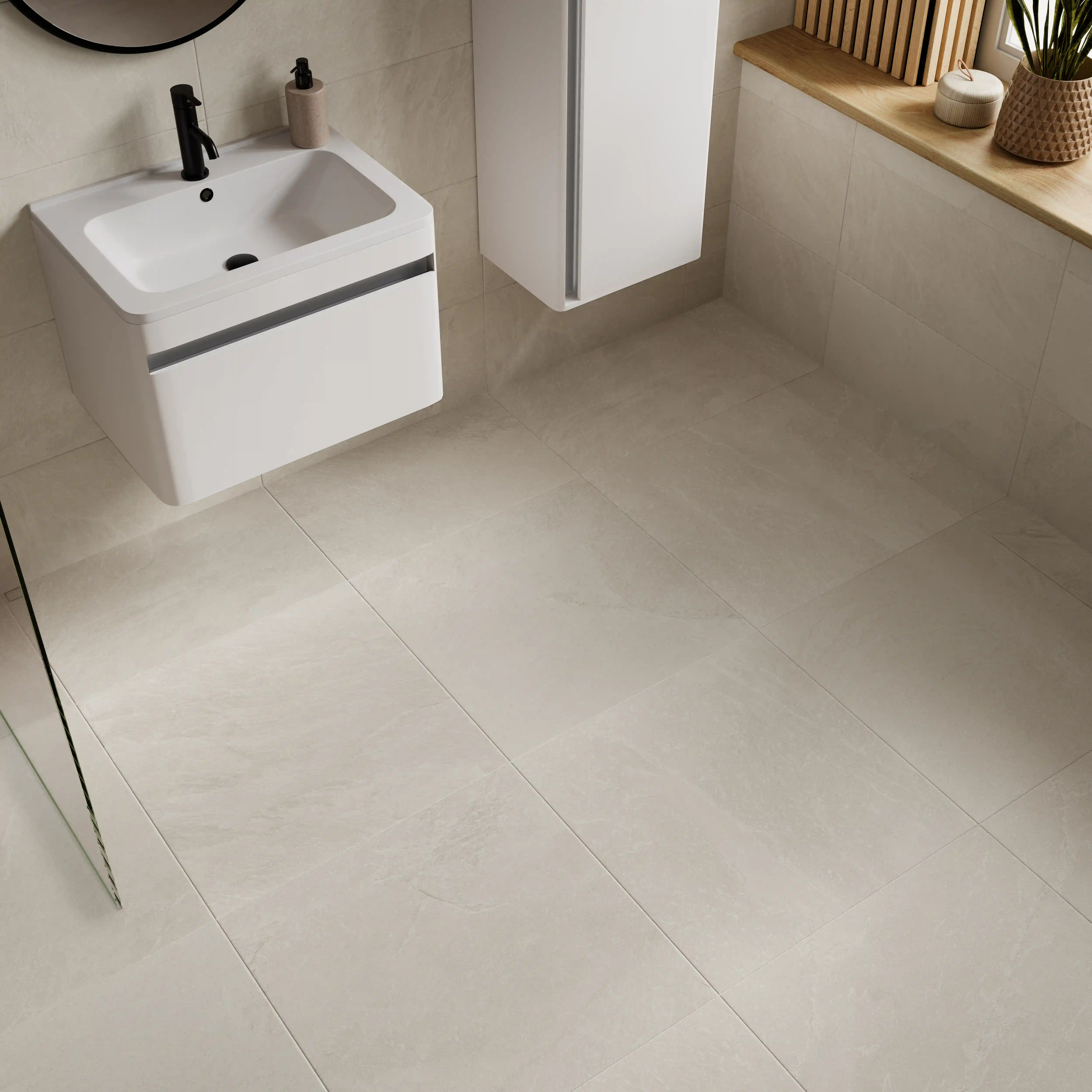 Wickes Lava Bone Matt Porcelain Wall & Floor Tile - 595 x 595mm