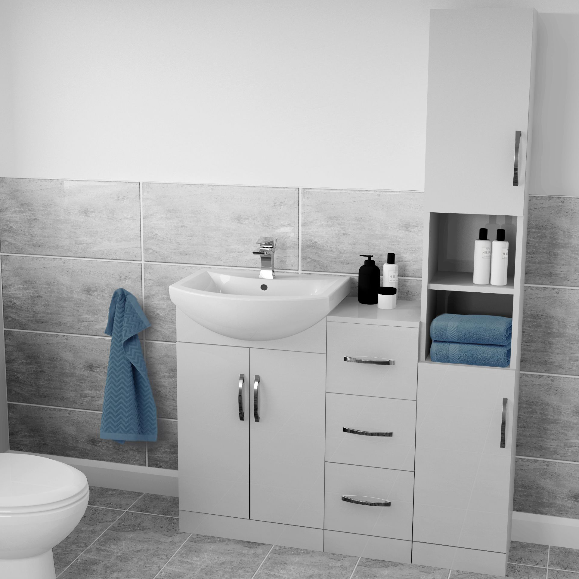 Wickes Grey Gloss Tower Unit - 1800 x 300mm