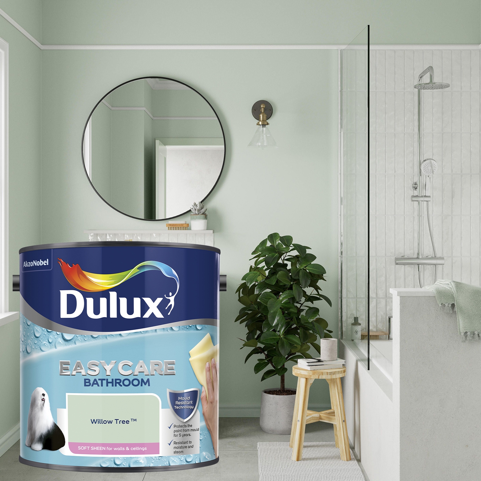 Dulux Bathroom Soft Sheen Emulsion Paint - Willow Tree - 2.5L