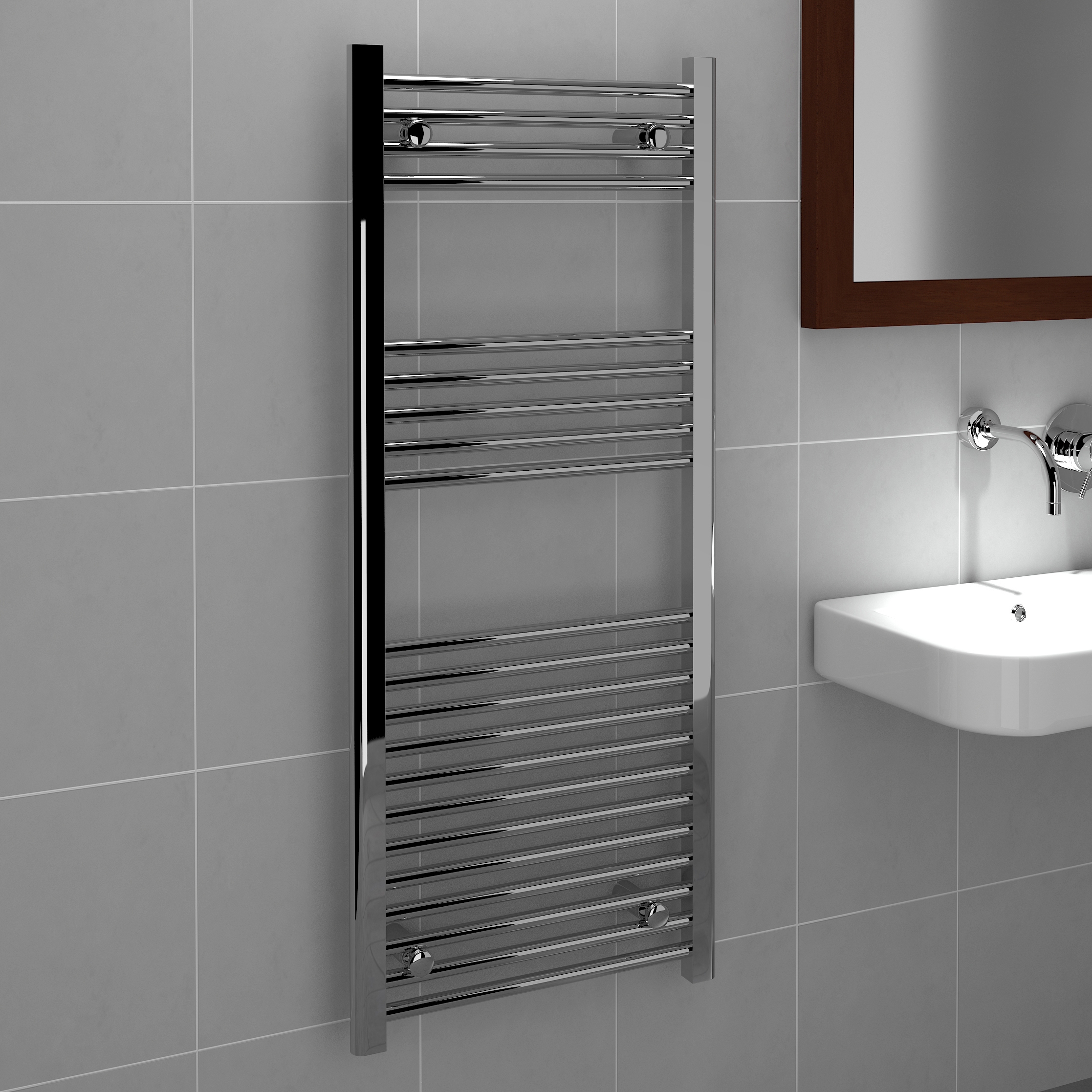 Kudox Chrome Straight Towel Radiator - 1200 x 500mm