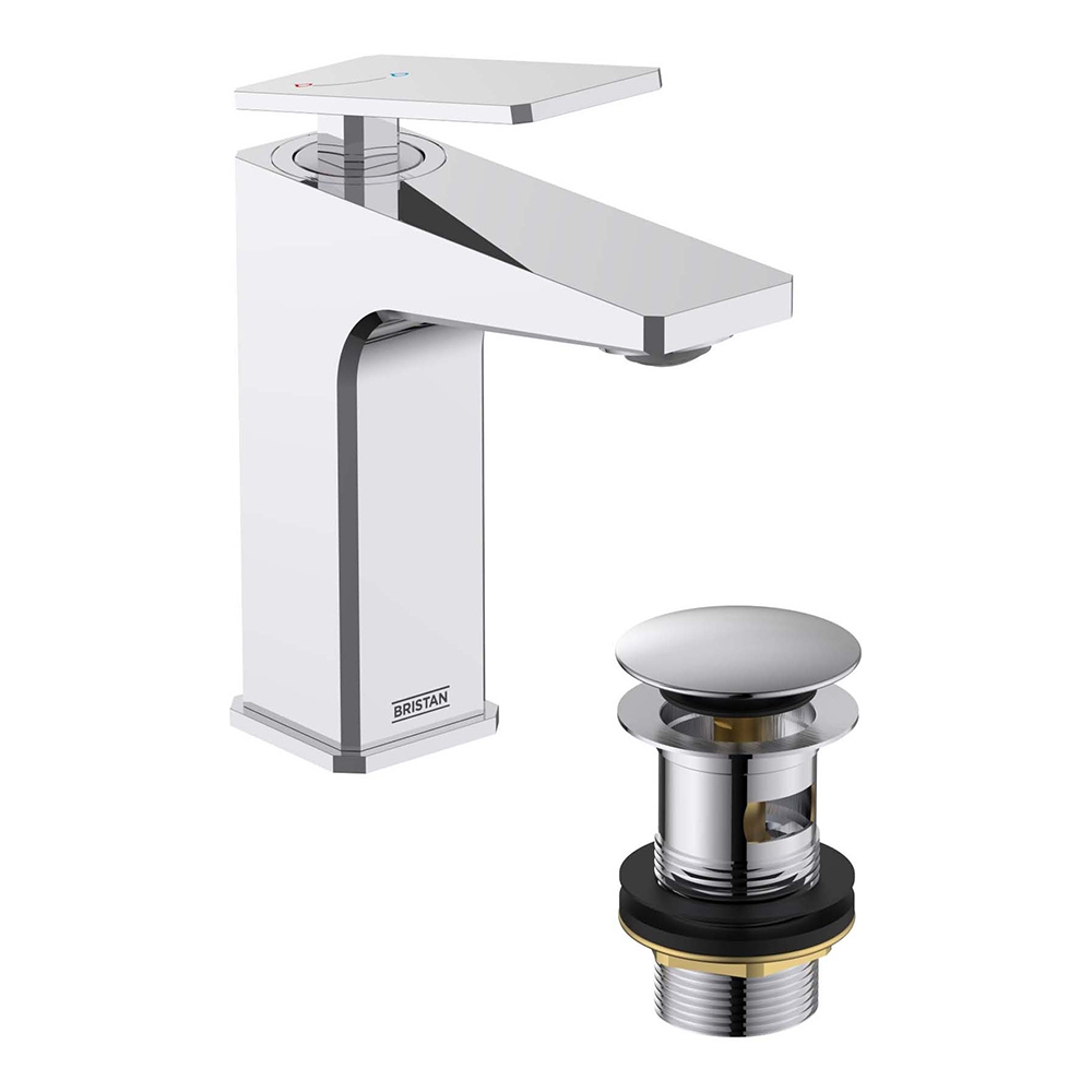 Bristan Delgado Cold Start Chrome Basin Mixer & Clicker Waste