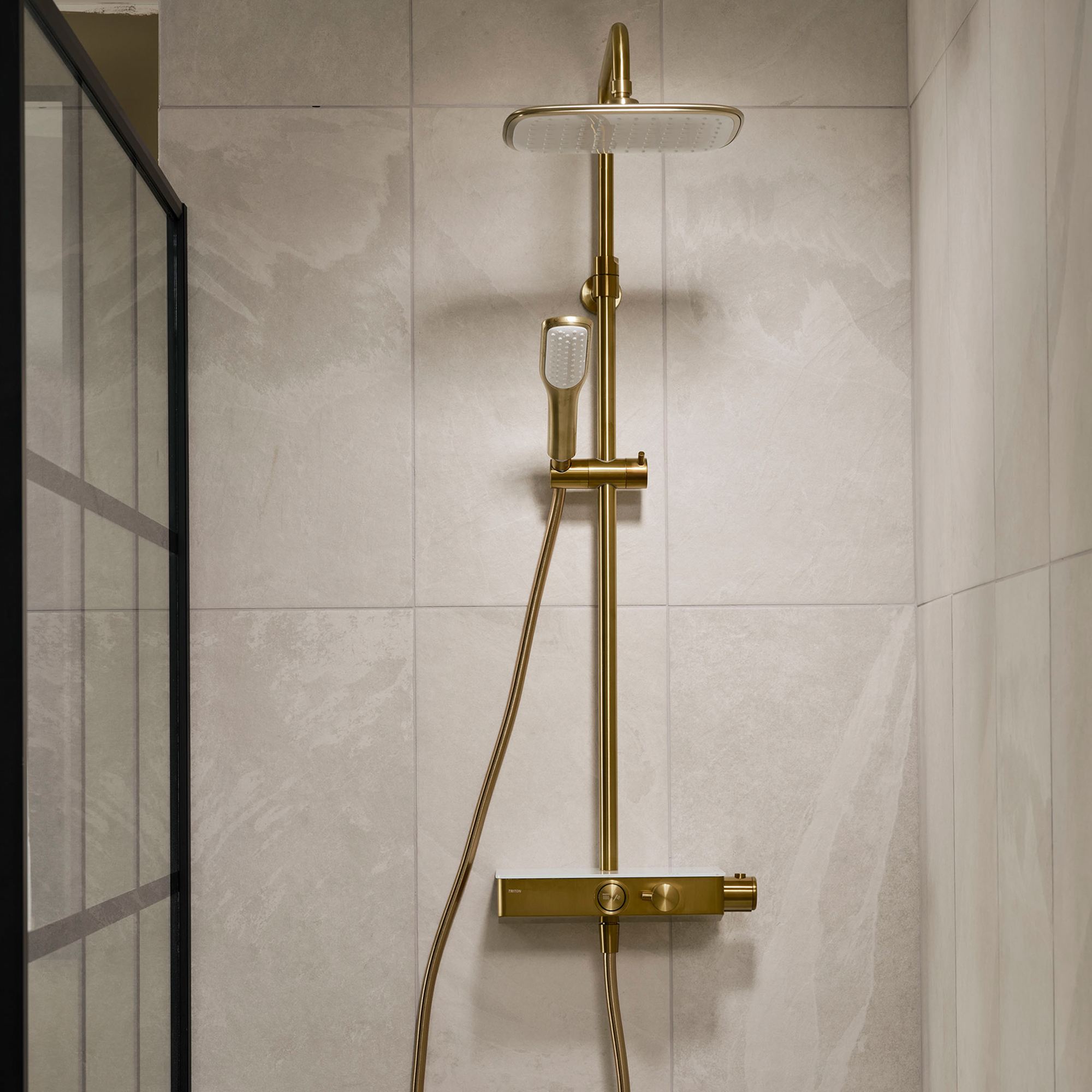 Triton Push Button Mixer Shower - Brushed Brass