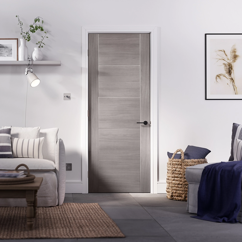 LPD Internal Vancouver 5 Panel Pre-Finished Light Grey Solid Core Door - 762 x 1981mm