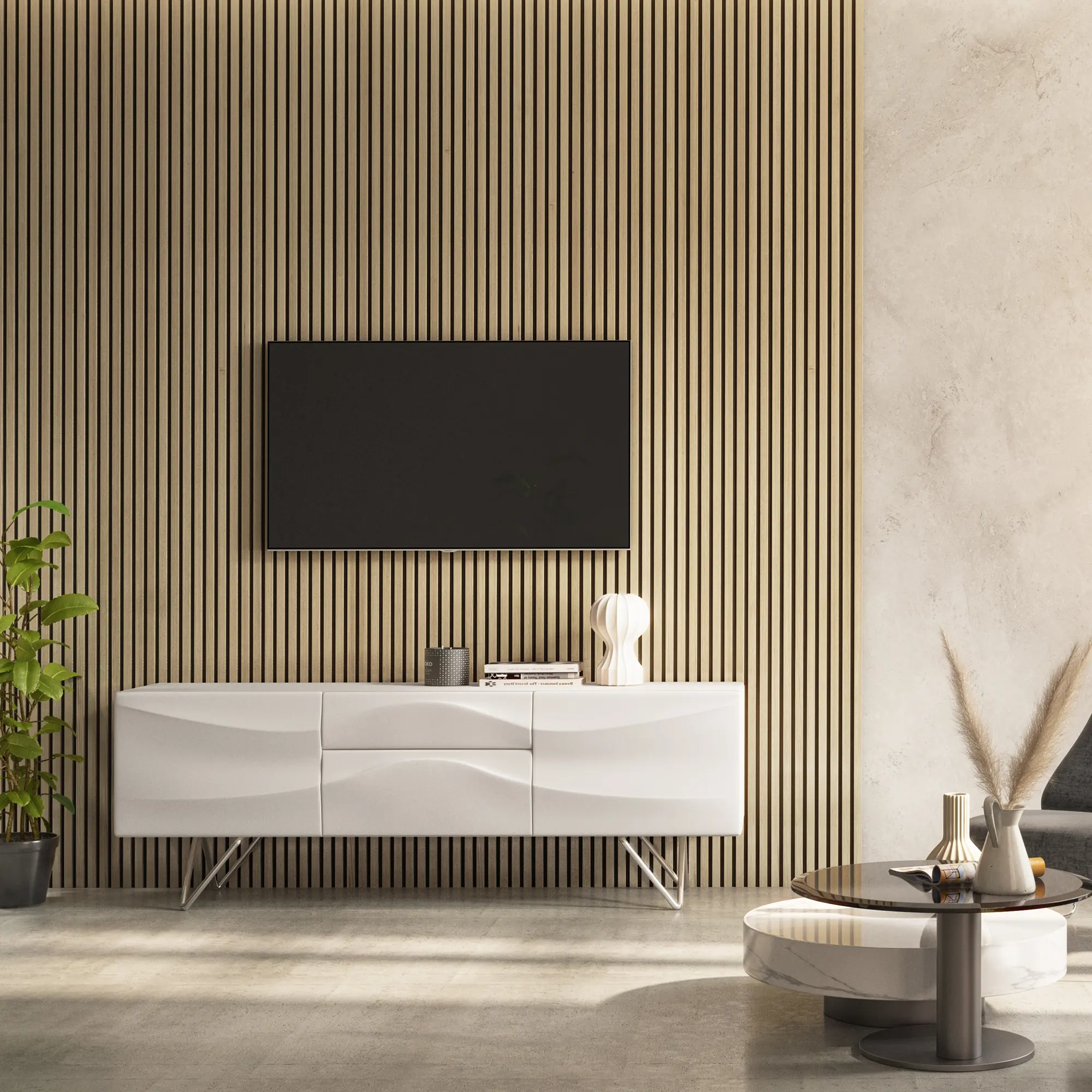 Acoustic Slat Wall Light Oak Wood Panel - 22 x 600 x 2400mm