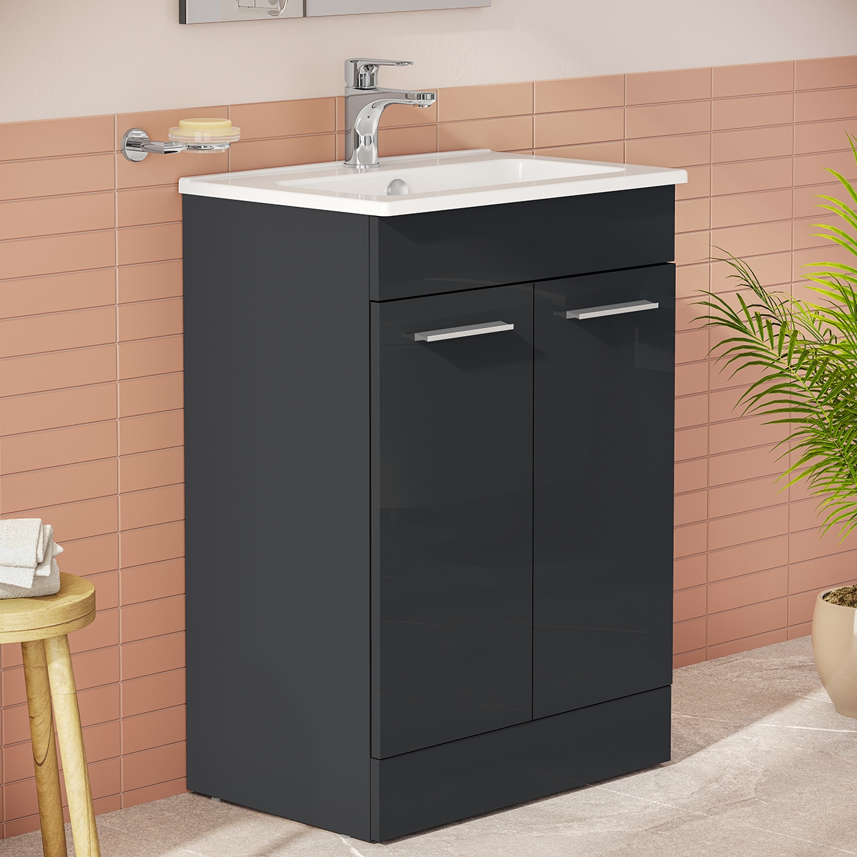 Holkham Anthracite Grey Vanity Unit & Basin - 855 x 590mm