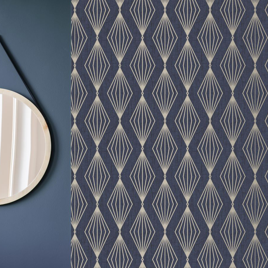Boutique Marquise Geometric Sapphire Wallpaper 10m
