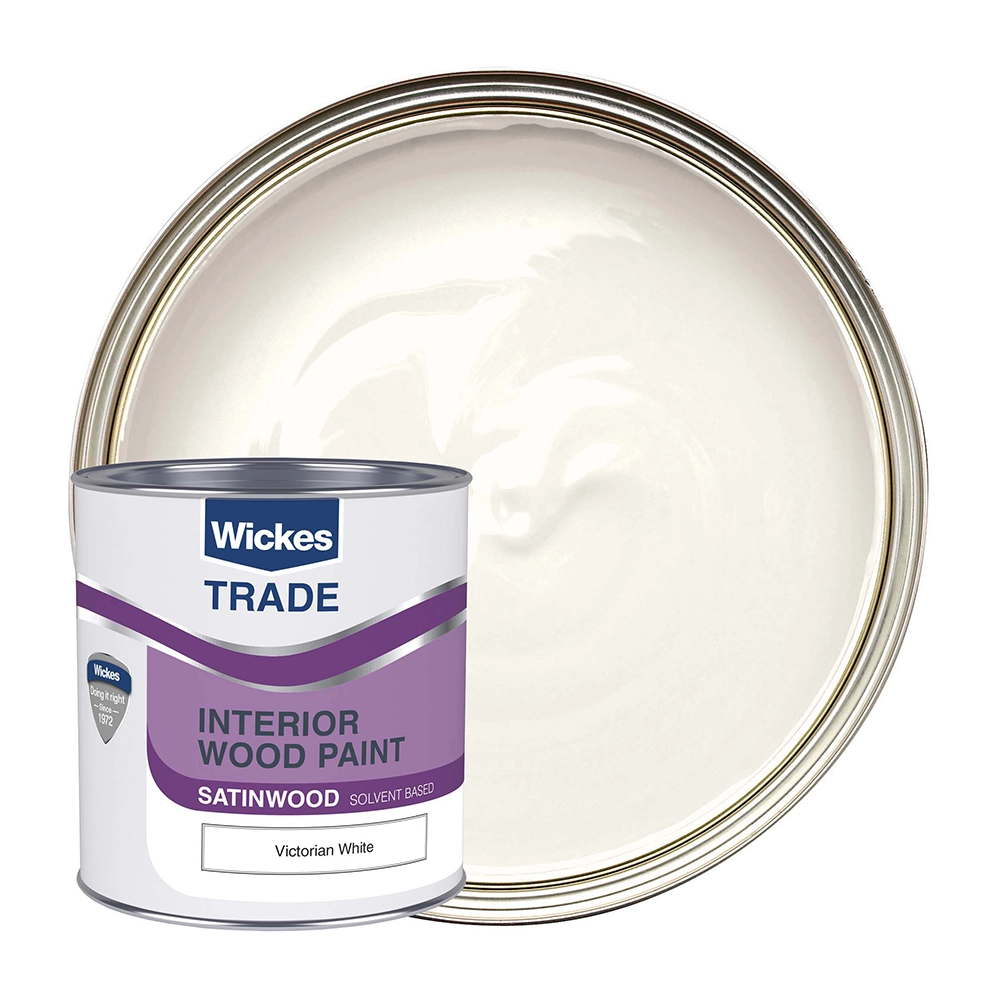 Wickes Trade Satin Wood & Metal Paint - Victorian White - 1L