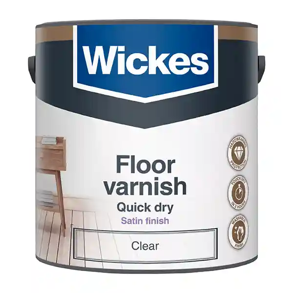 Wickes Quick Dry Satin Floor Varnish - Clear - 2.5L