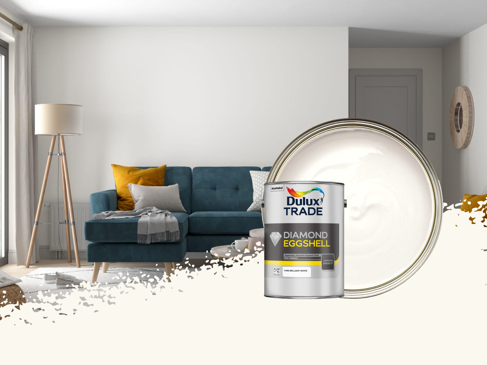 Dulux Trade Diamond Eggshell Emulsion Paint - Pure Brilliant White - 5L