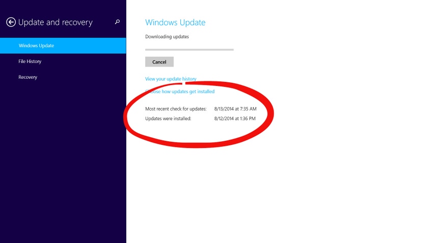 New Feature: Quick Check for Windows Update History in Windows 8.1's August Update