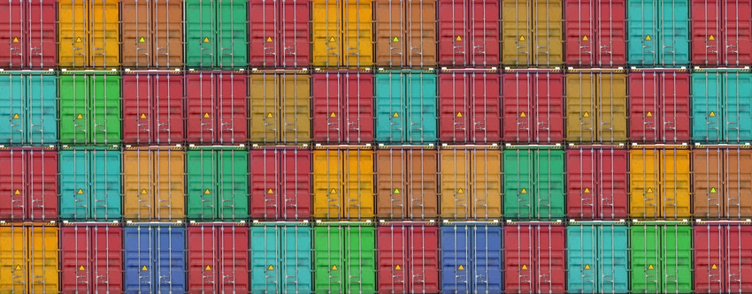 shipping transport containers stacked like bricks