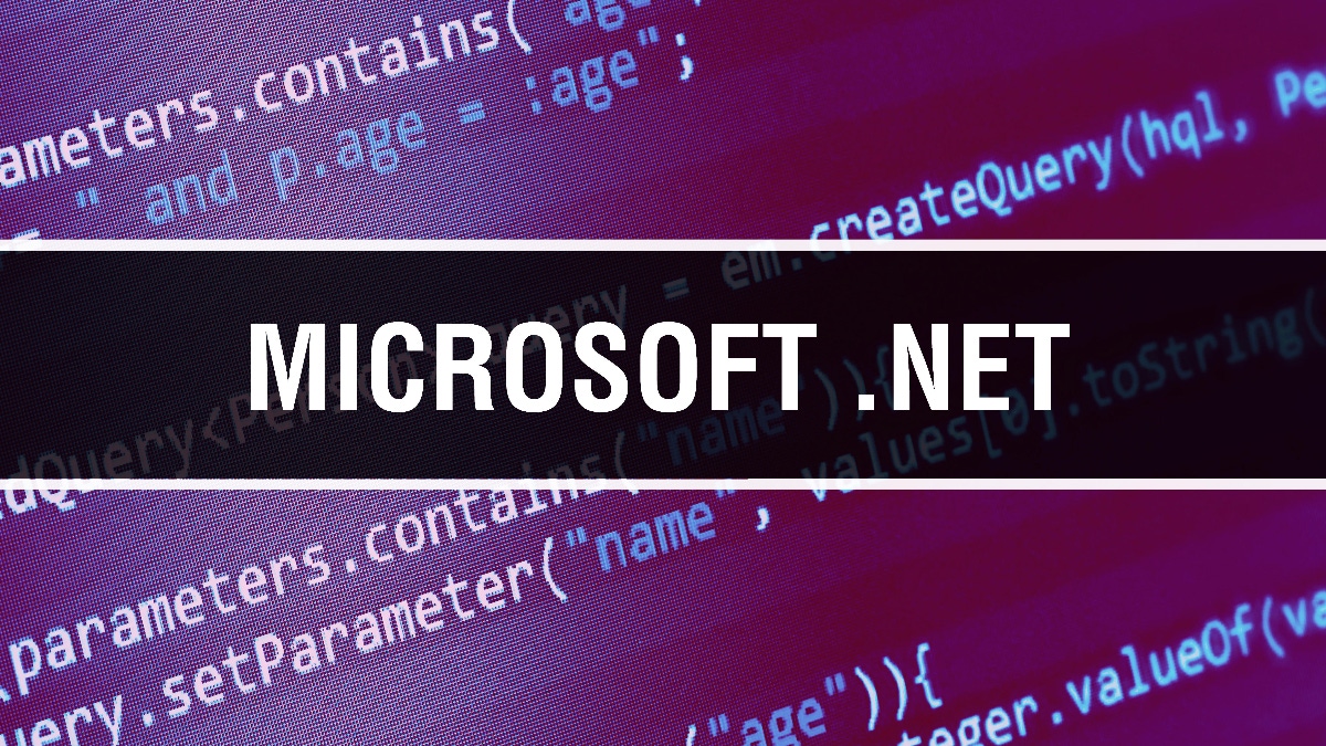 abstract background with program code and Microsoft .NET abstract background with program code and Microsoft .NET