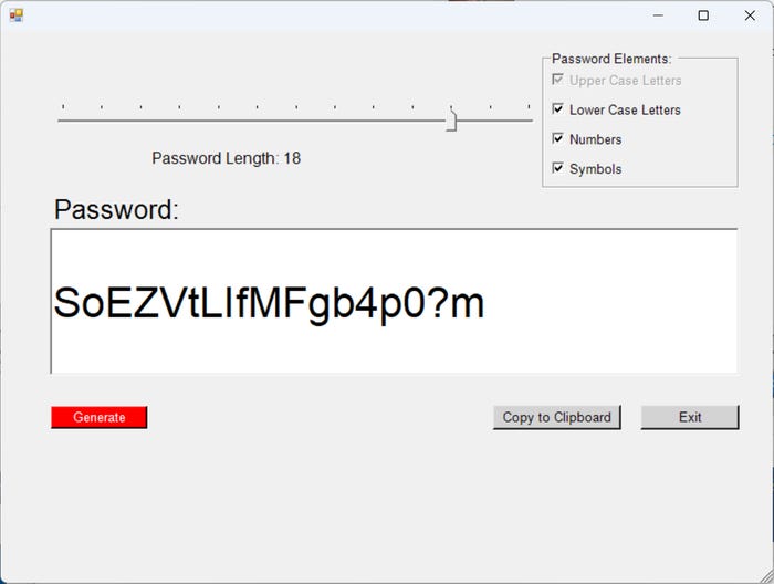 Screenshot of the new version of the PowerShell Password Generator Screenshot of the new version of the PowerShell Password Generator