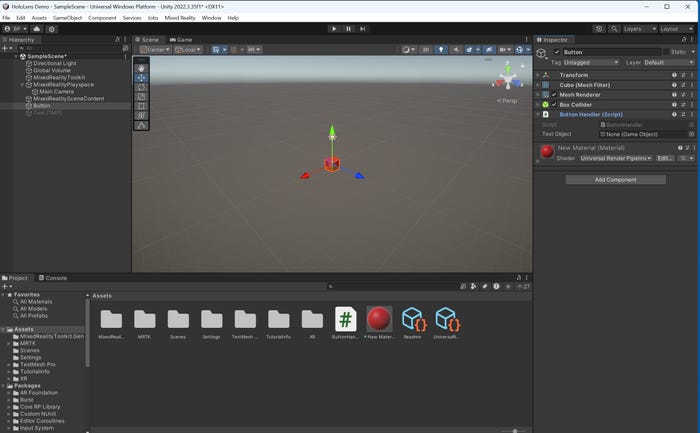 unity script showing the inspector with button handler script added unity script showing the inspector with button handler script added