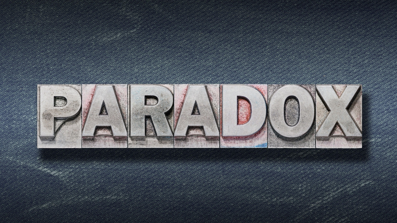 paradox word made from metallic letterpress paradox word made from metallic letterpress